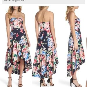 Eliza J hi-lo strapless dress